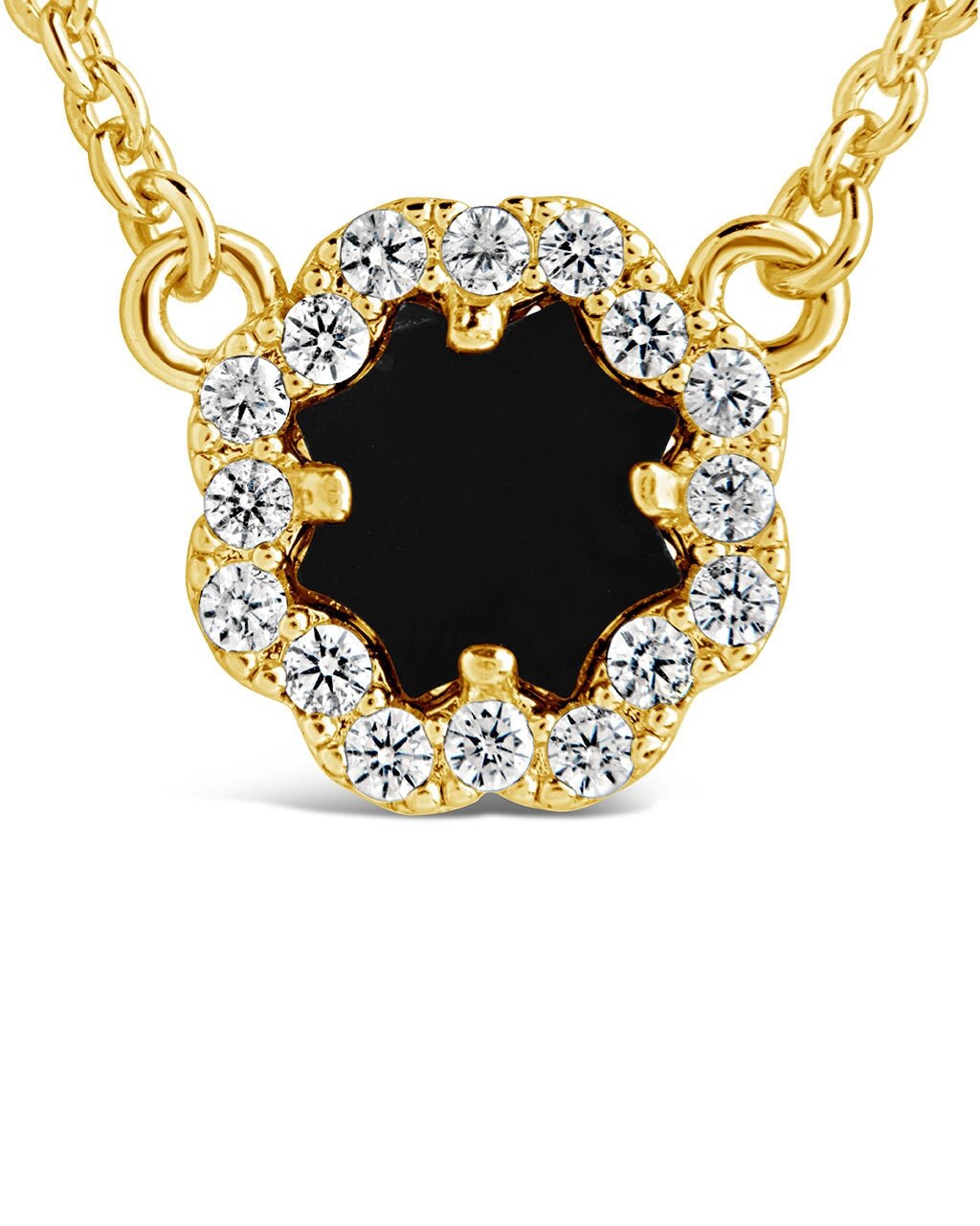 CZ Bezel Rose Petal Pendant Necklace - Sterling Forever