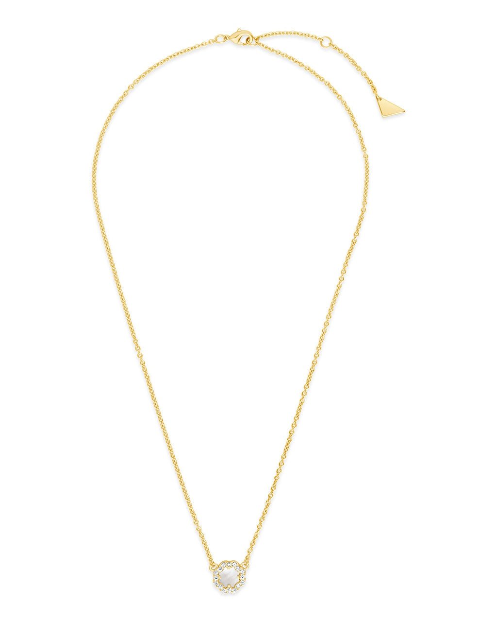 CZ Bezel Rose Petal Pendant Necklace - Sterling Forever