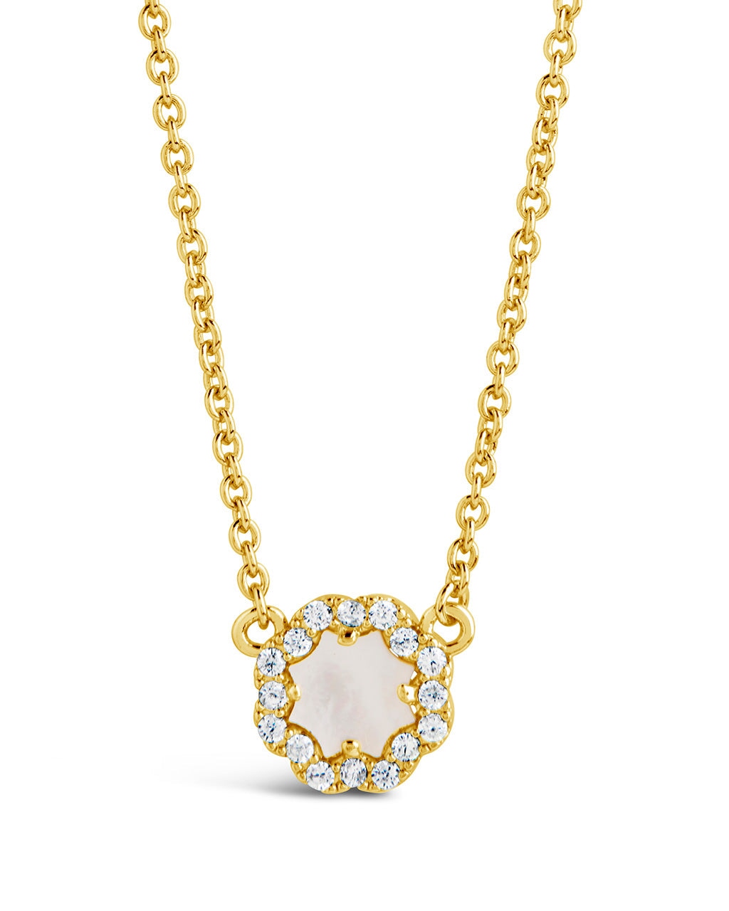 Bezel Rose Petal Pendant Necklace Necklace Sterling Forever Gold Mother of Pearl 