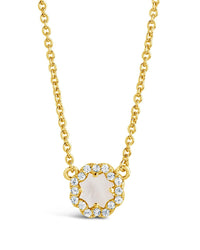 CZ Bezel Rose Petal Pendant Necklace - Sterling Forever