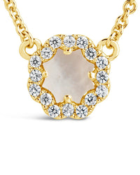 CZ Bezel Rose Petal Pendant Necklace - Sterling Forever