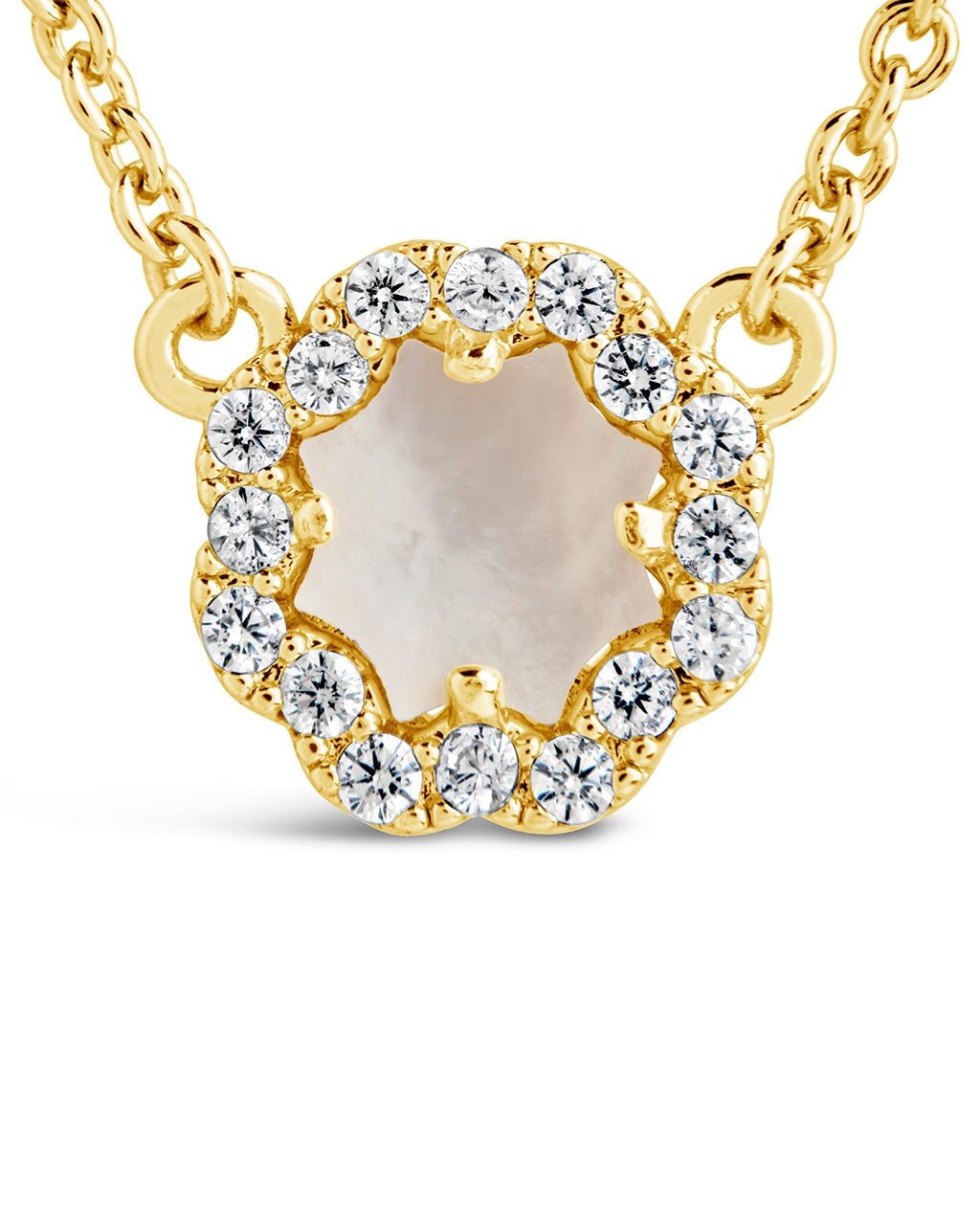 CZ Bezel Rose Petal Pendant Necklace - Sterling Forever