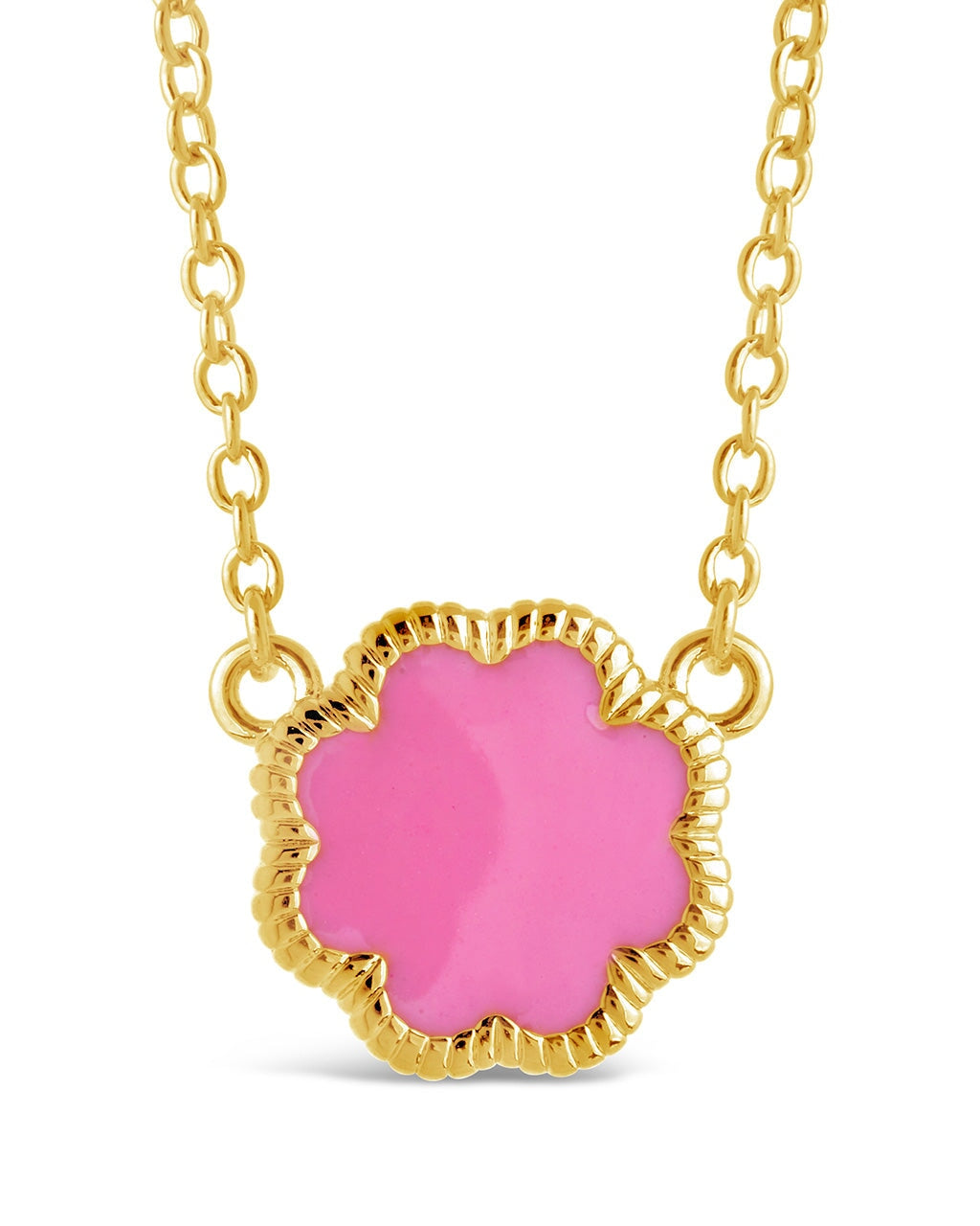 Rose Petal Pendant Necklace Necklace Sterling Forever Gold Pink Enamel 