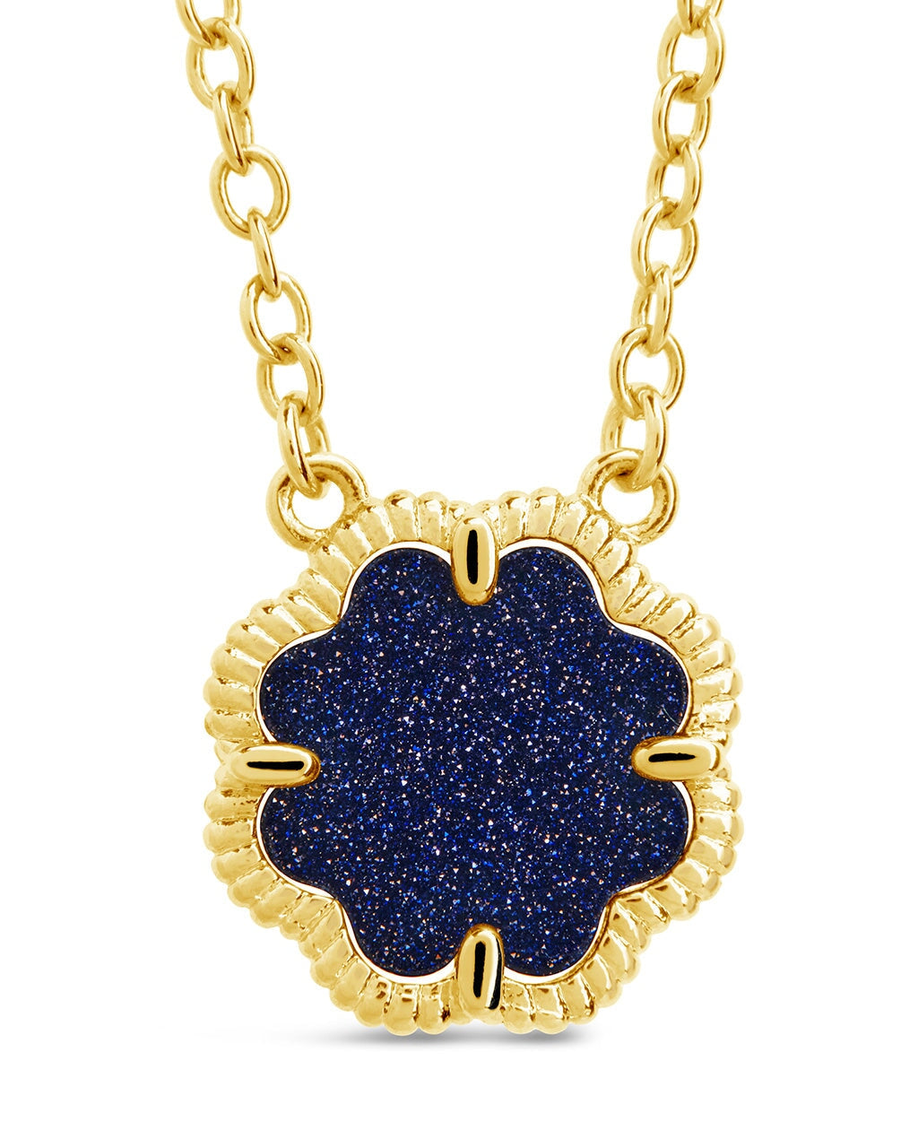 Rose Petal Pendant Necklace Necklace Sterling Forever Gold Blue Aventurine 
