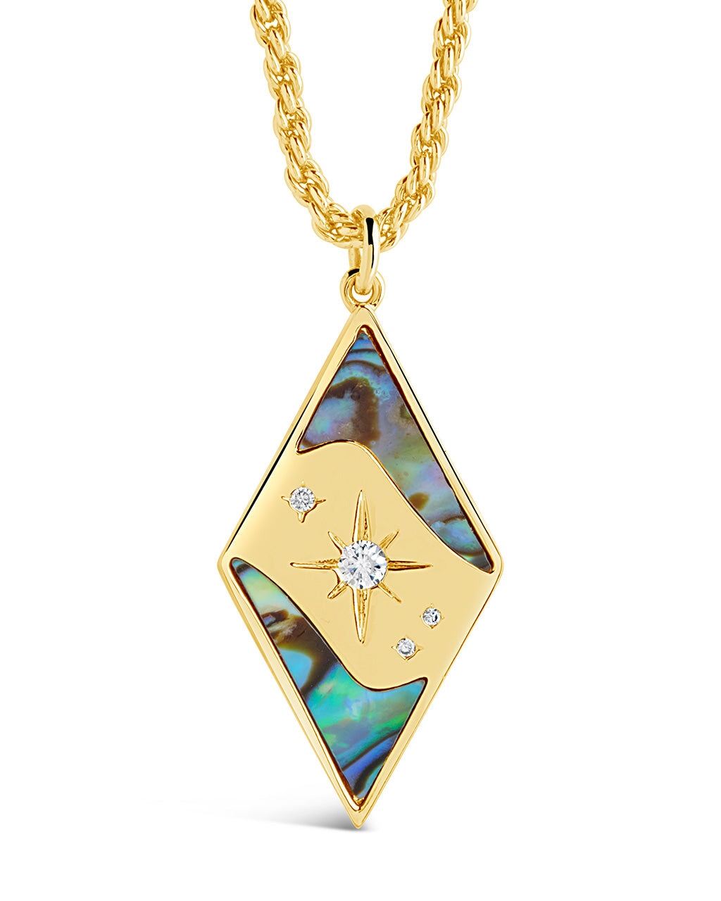 Galaxy CZ & Abalone Pendant Necklace Necklace Sterling Forever Gold 