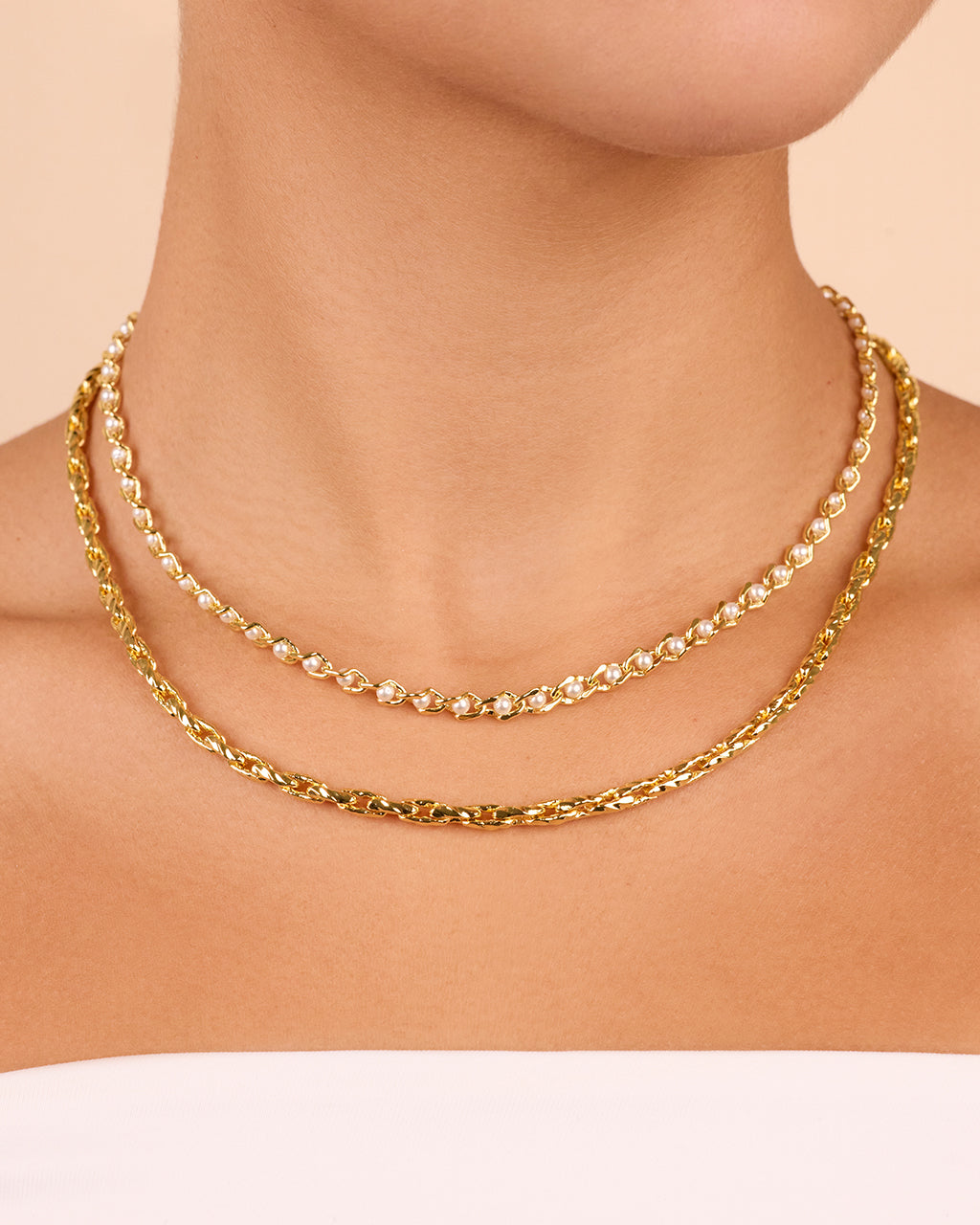 Amedea Pearl & Chain Layered Necklace