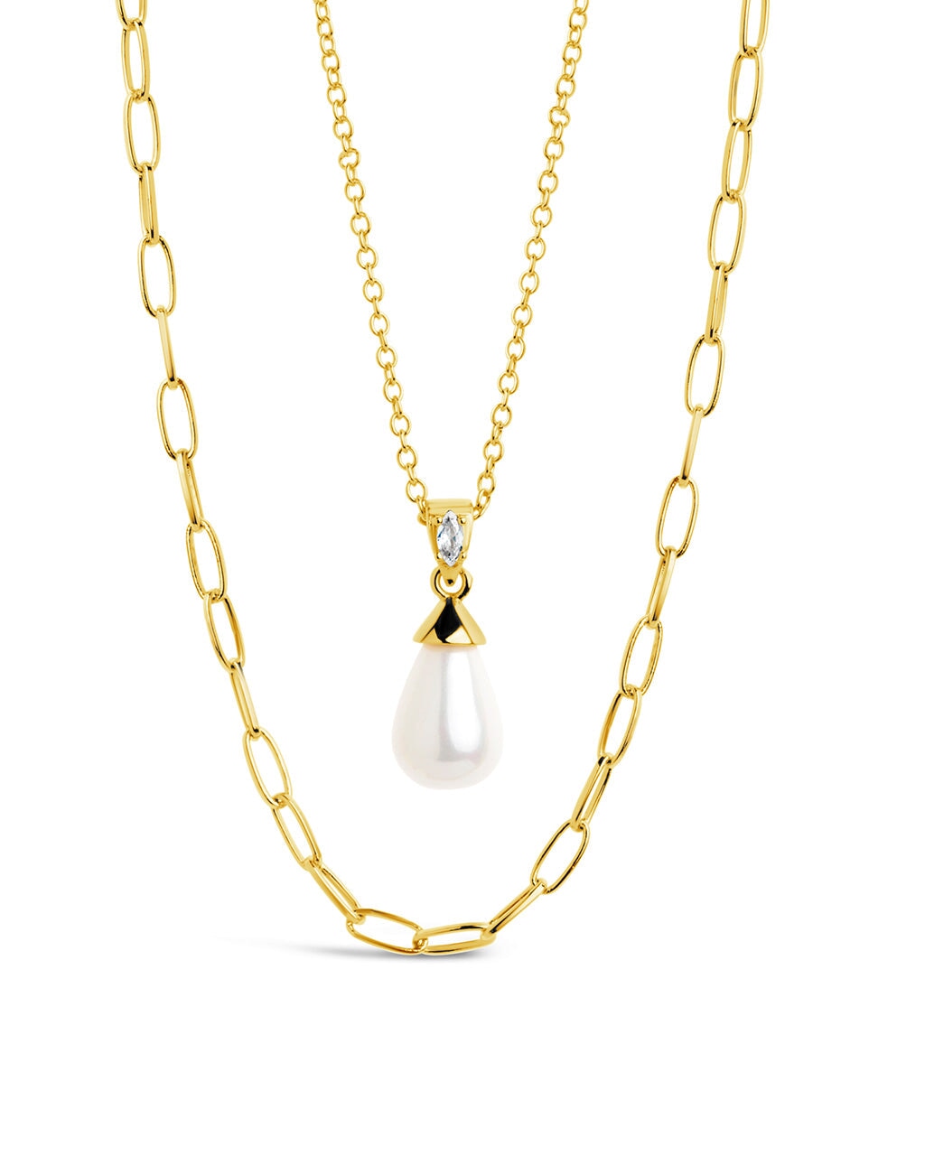 Baroque Pearl & Chain Layered Necklace Necklace Sterling Forever 