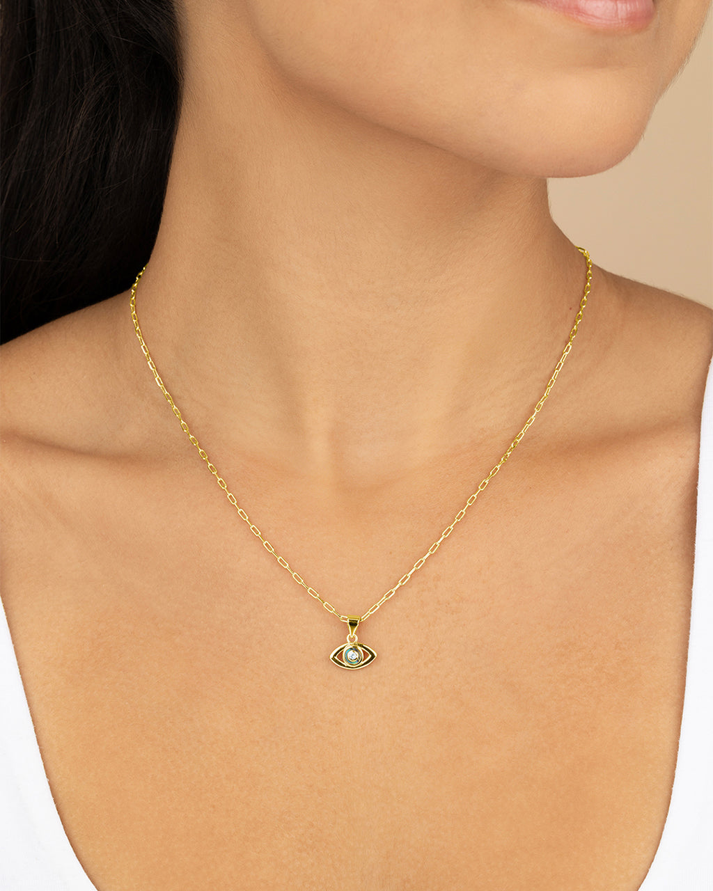 Leidy CZ & Mother of Pearl Evil Eye Pendant Necklace