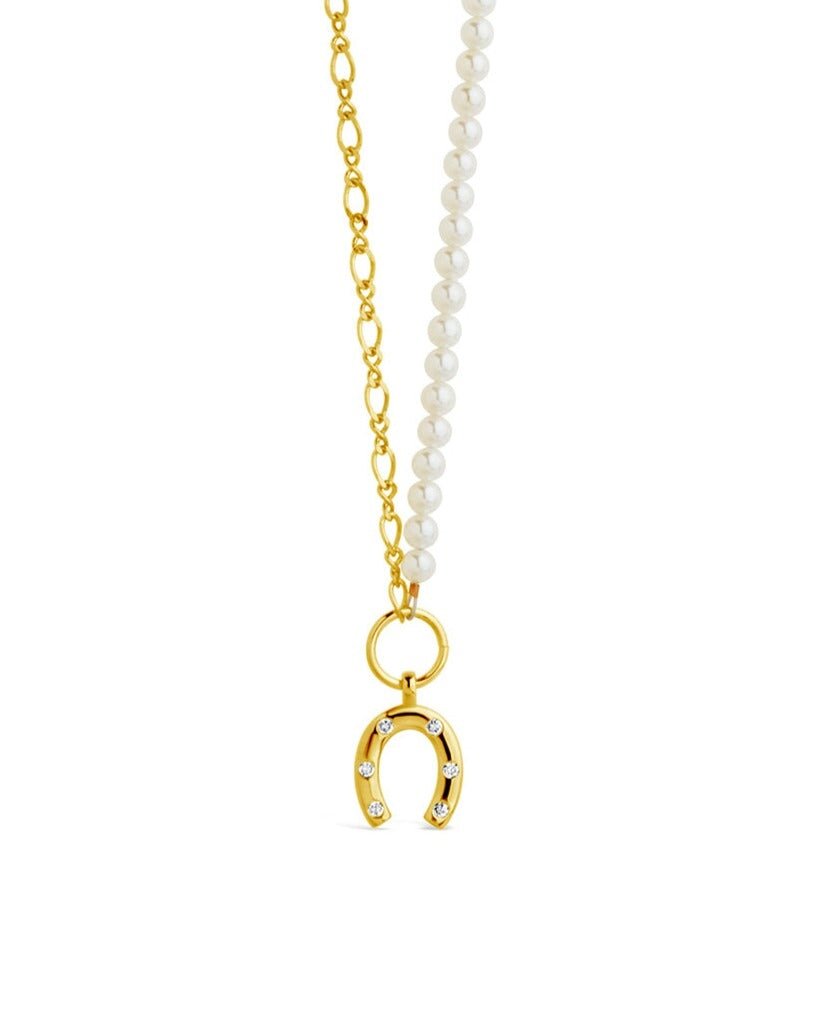 Elva Pearl CZ Horseshoe Necklace - Sterling Forever