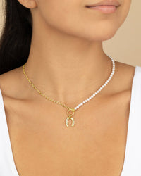 Elva Pearl CZ Horseshoe Necklace - Sterling Forever