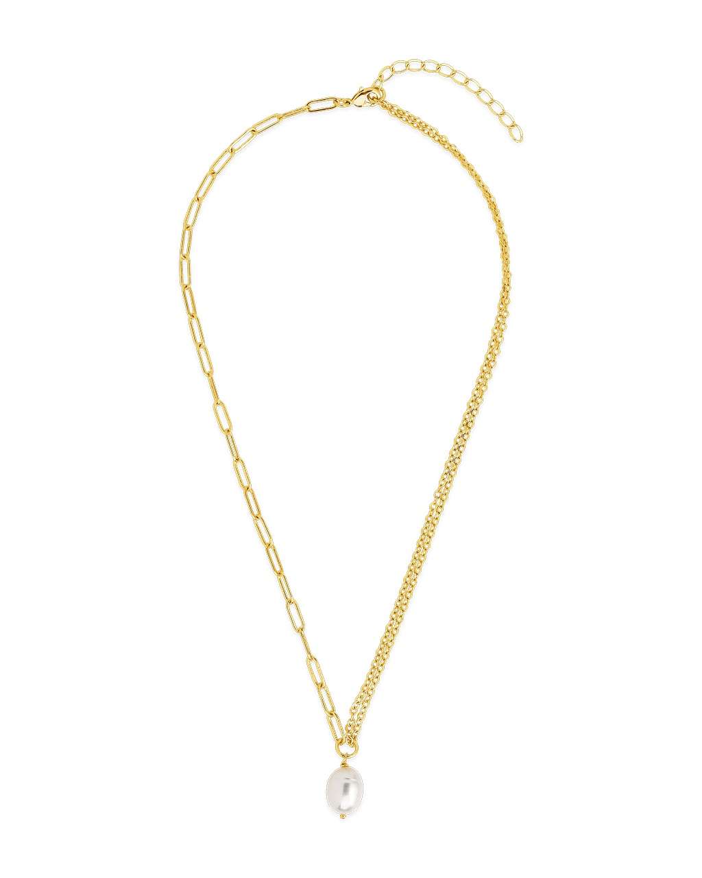 River Pearl Drop Chain Necklace - Sterling Forever
