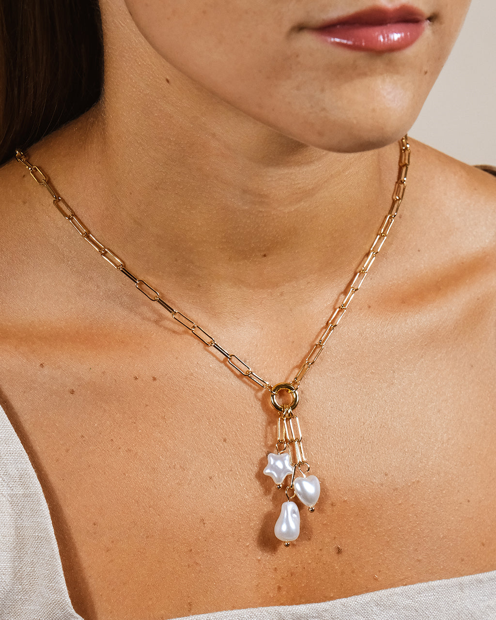 Sabrina Mixed Pearl Charm Necklace