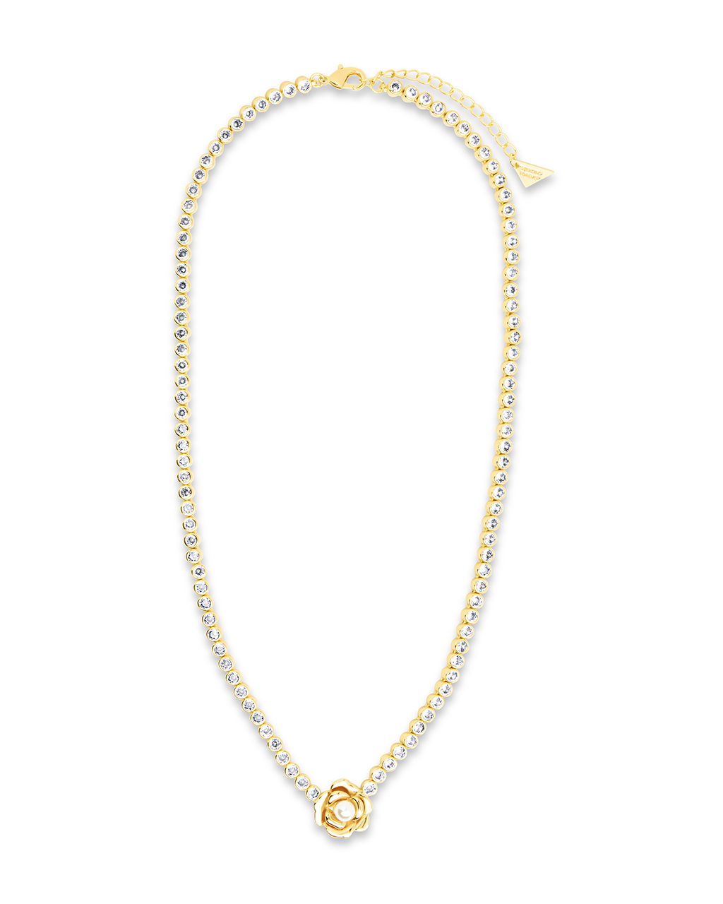 Rosa Pearl Flower CZ Tennis Necklace