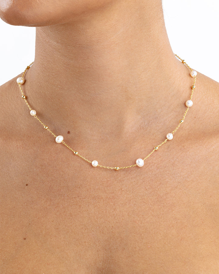 Lila Pearl Station Necklace
