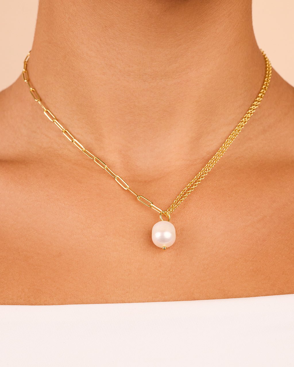 River Pearl Drop Chain Necklace - Sterling Forever