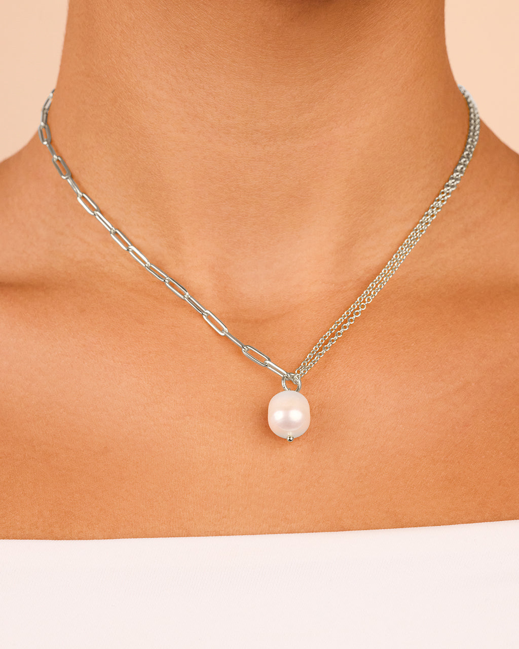 River Pearl Drop Chain Necklace
