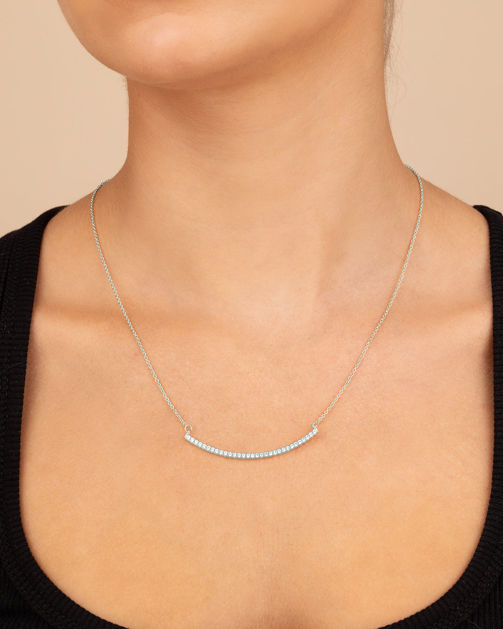 CZ Curved Bar Necklace