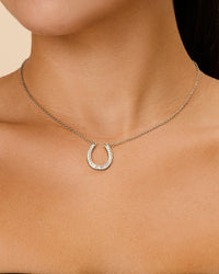 CZ Horseshoe Pendant Necklace