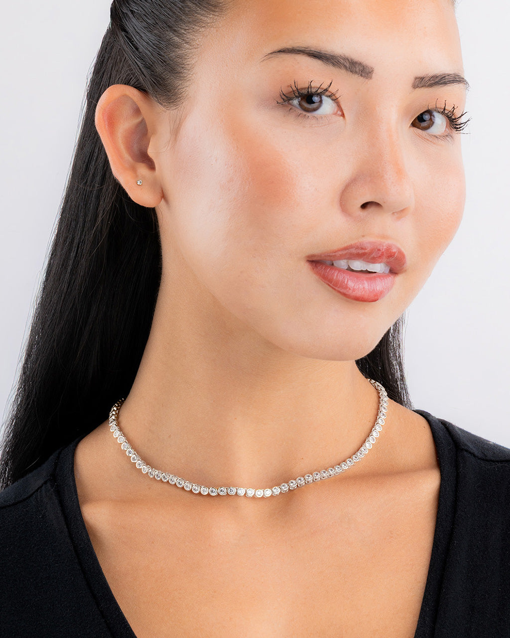Irene　ヘネパラ Helene Cubic Zirconia Tennis Necklace – Sterling Forever
