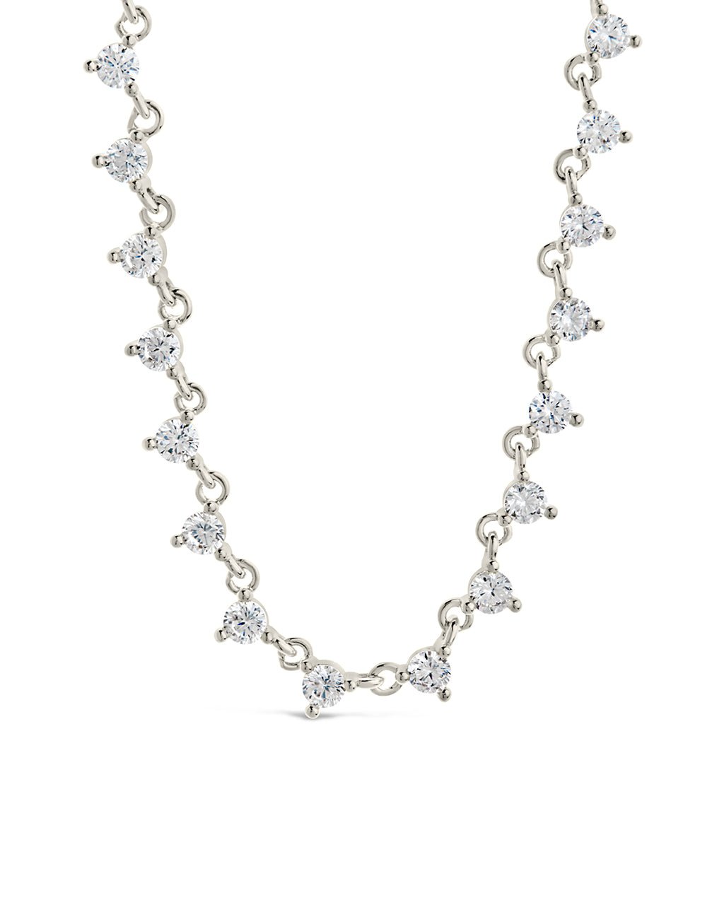 Brigid Staggered CZ Tennis Necklace - Sterling Forever