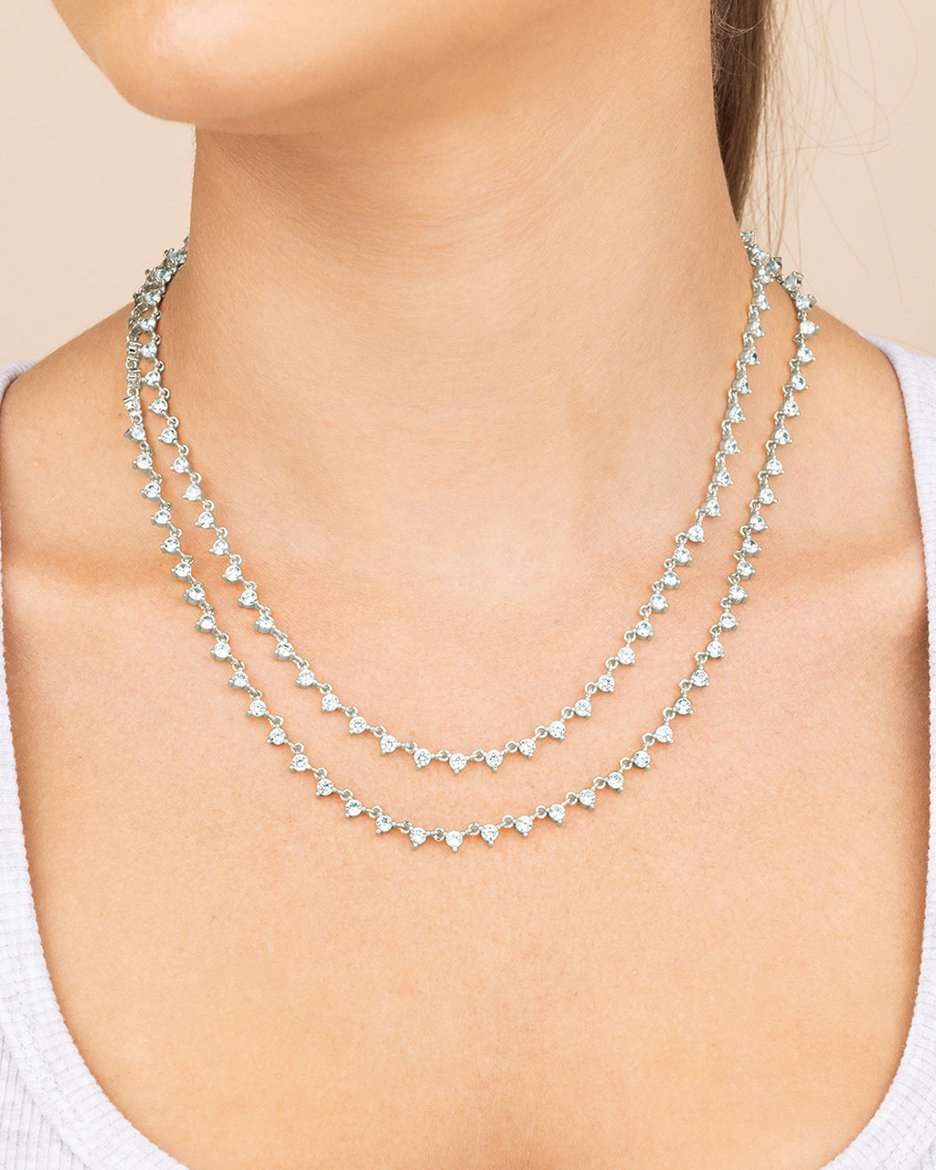 Brigid Staggered CZ Tennis Necklace