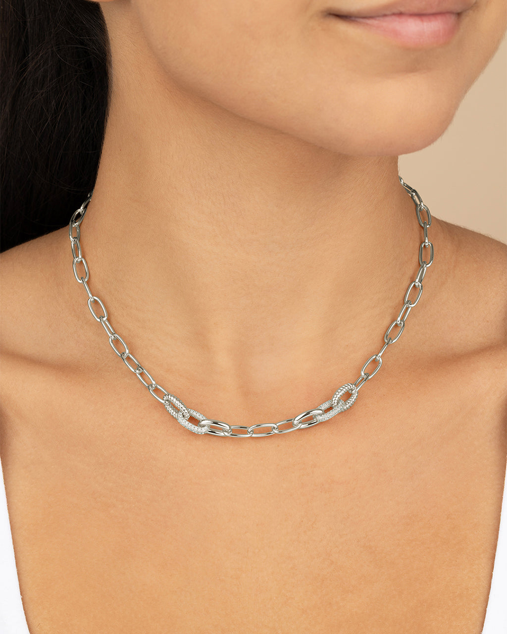 Samar CZ-Encrusted Chain Link Necklace