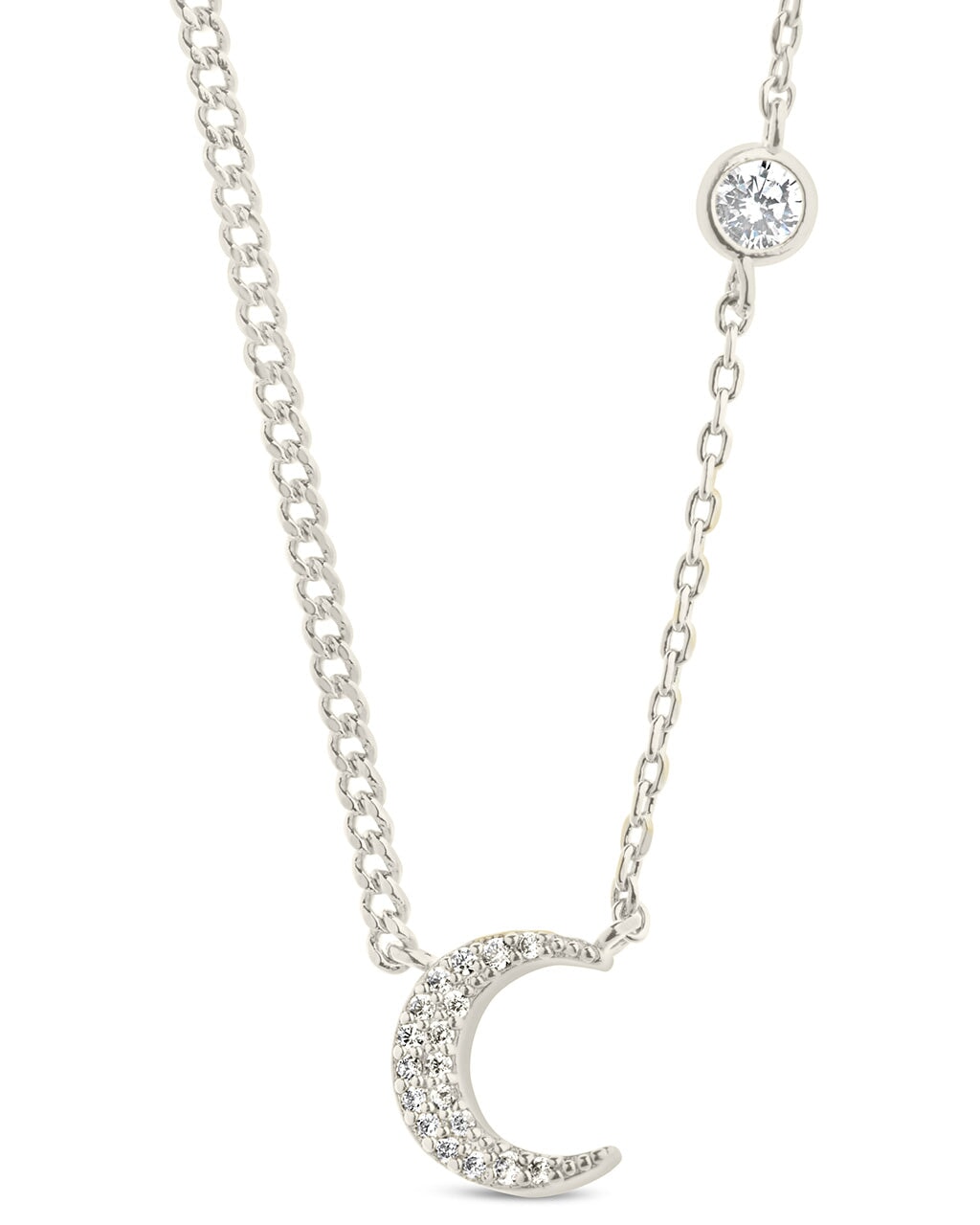 Crystal Crescent Moon Necklace Necklace Sterling Forever Silver 