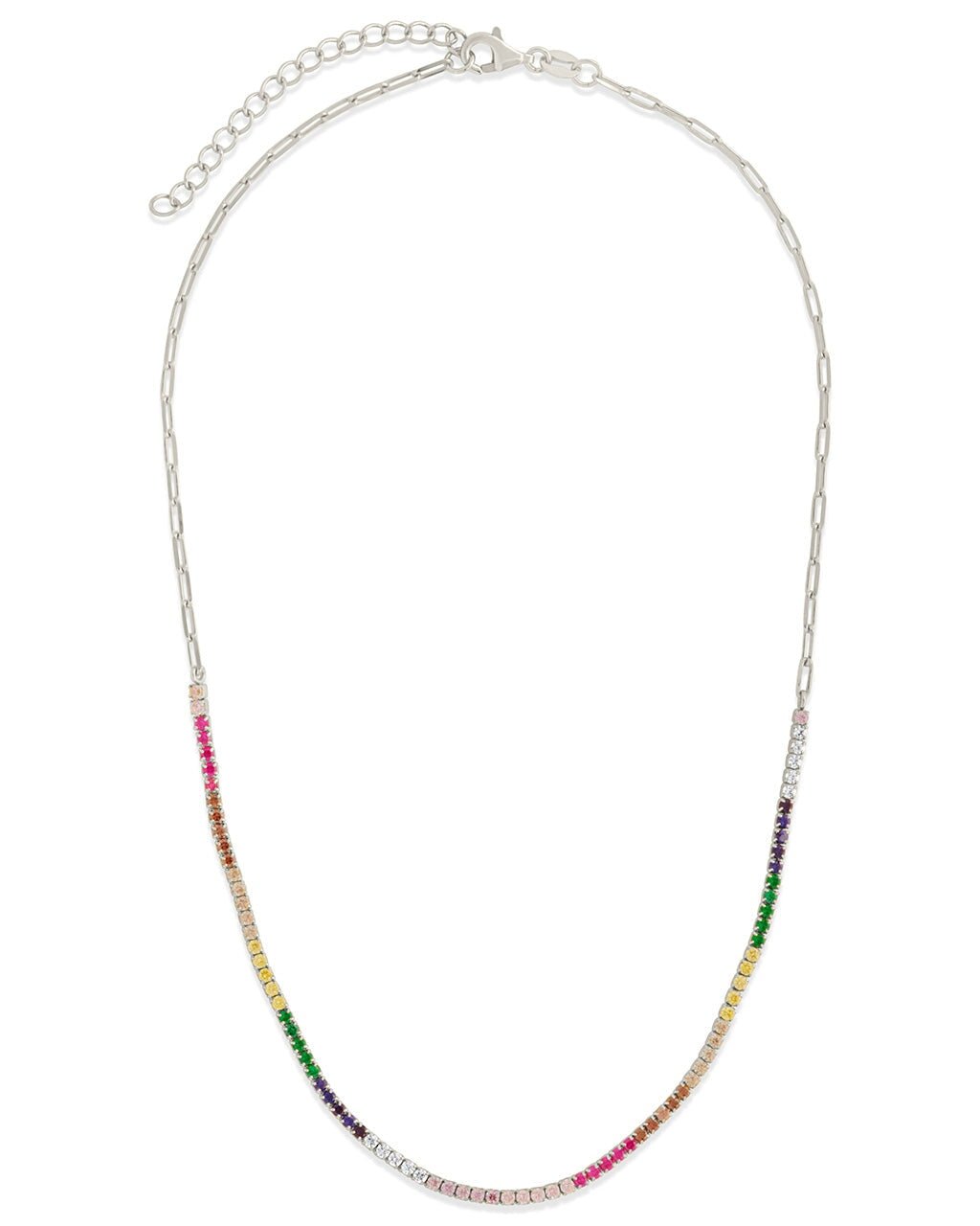 Maria Chain & Rainbow CZ Tennis Necklace - Sterling Forever