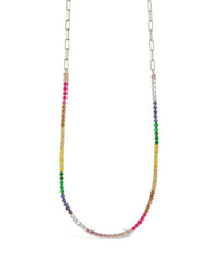 Maria Chain & Rainbow CZ Tennis Necklace - Sterling Forever