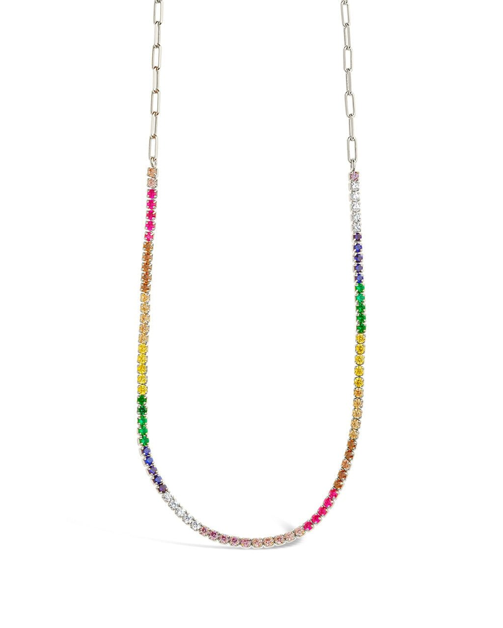 Maria Chain & Rainbow CZ Tennis Necklace - Sterling Forever