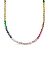 Maria Chain & Rainbow CZ Tennis Necklace - Sterling Forever