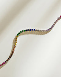 Maria Chain & Rainbow CZ Tennis Necklace - Sterling Forever