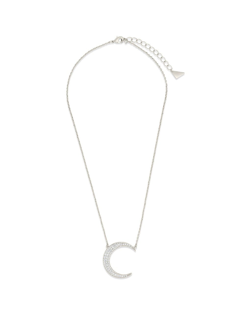 Stationed CZ Crescent Pendant Necklace - Sterling Forever