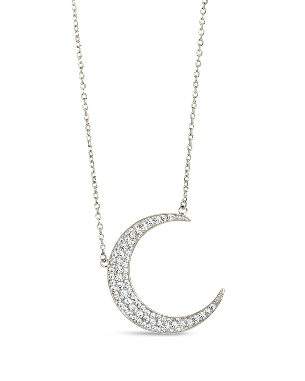 Stationed CZ Crescent Necklace Necklace Sterling Forever Silver 