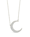 Stationed CZ Crescent Pendant Necklace - Sterling Forever