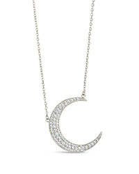 Stationed CZ Crescent Pendant Necklace - Sterling Forever