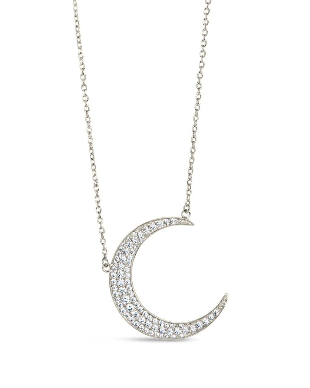 Stationed CZ Crescent Pendant Necklace - Sterling Forever