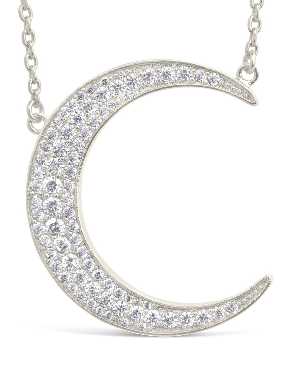 Stationed CZ Crescent Pendant Necklace - Sterling Forever