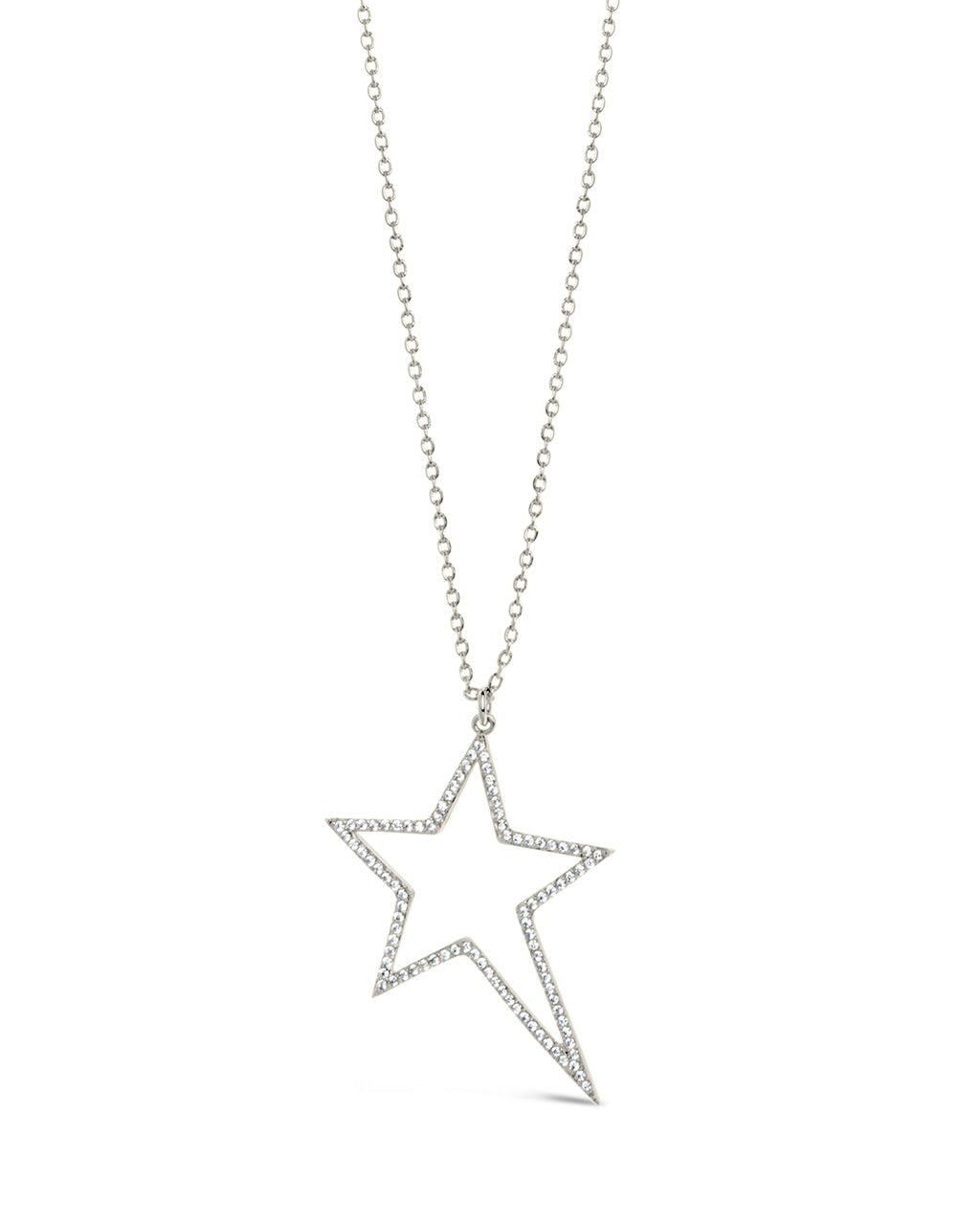 Statement CZ Star Outline Necklace Necklace Sterling Forever Silver 