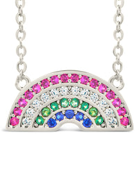 Rainbow CZ Pendant Necklace Necklace Sterling Forever Silver Rainbow 