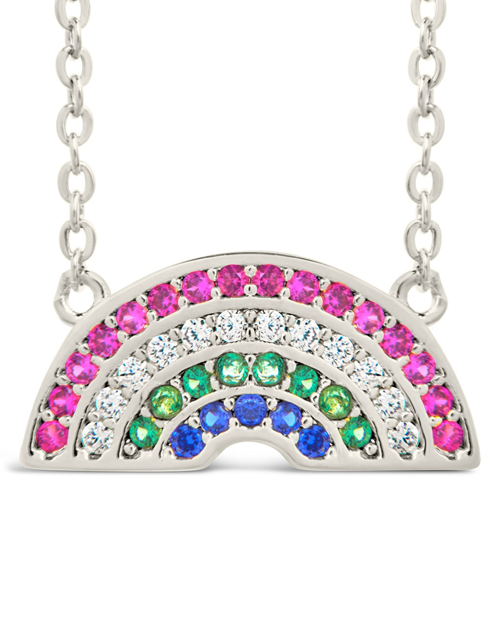 Rainbow CZ Pendant Necklace Necklace Sterling Forever Silver Rainbow 