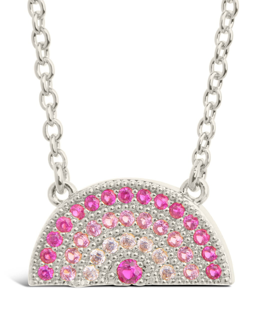 Rainbow CZ Pendant Necklace Necklace Sterling Forever Silver Pink 