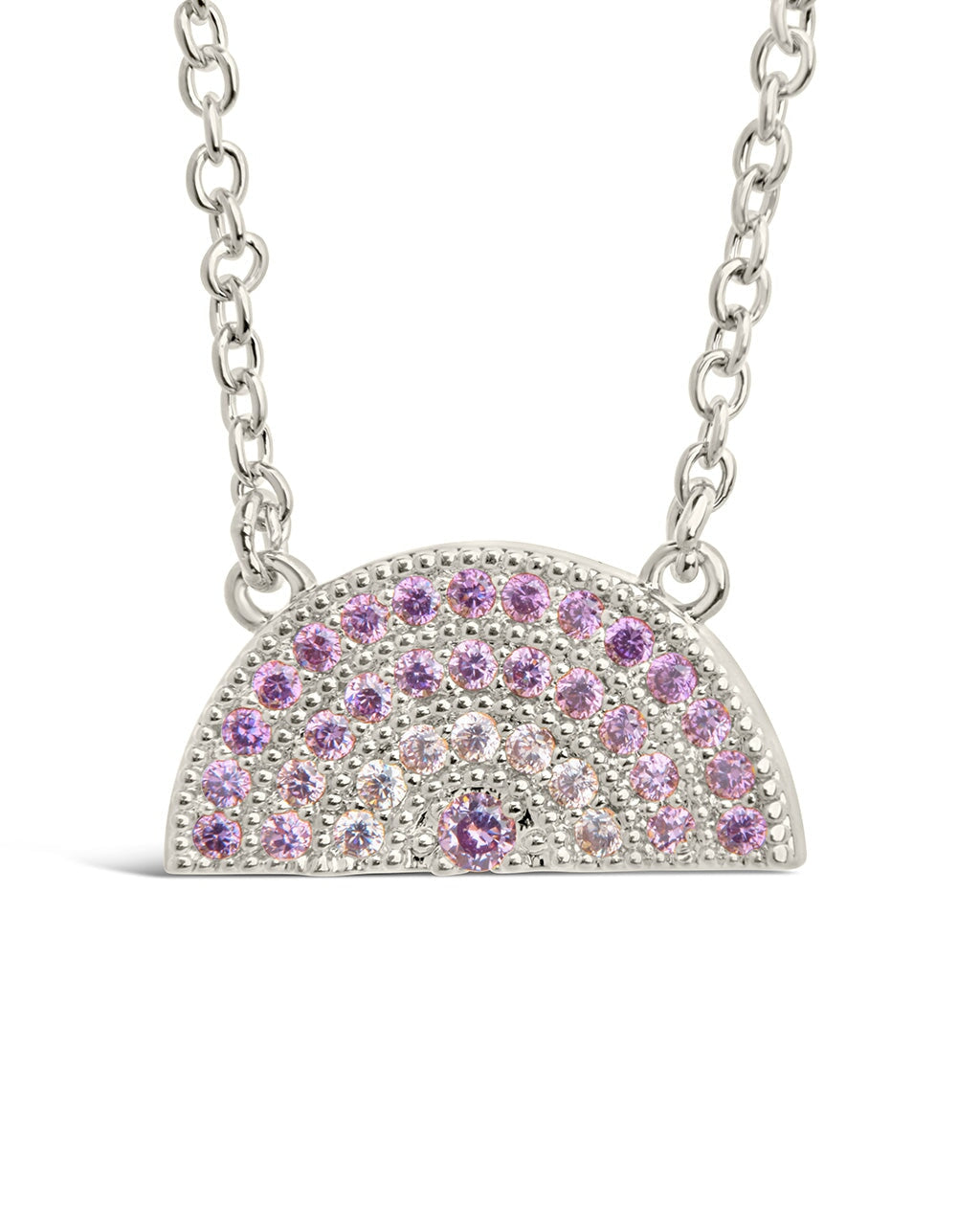 Rainbow CZ Pendant Necklace Necklace Sterling Forever Silver Purple 
