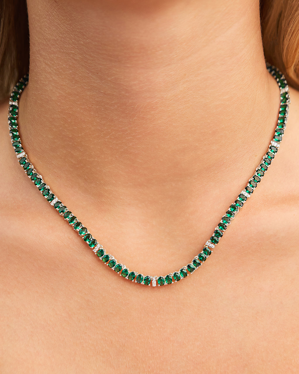 Ace Oval CZ Tennis Necklace
