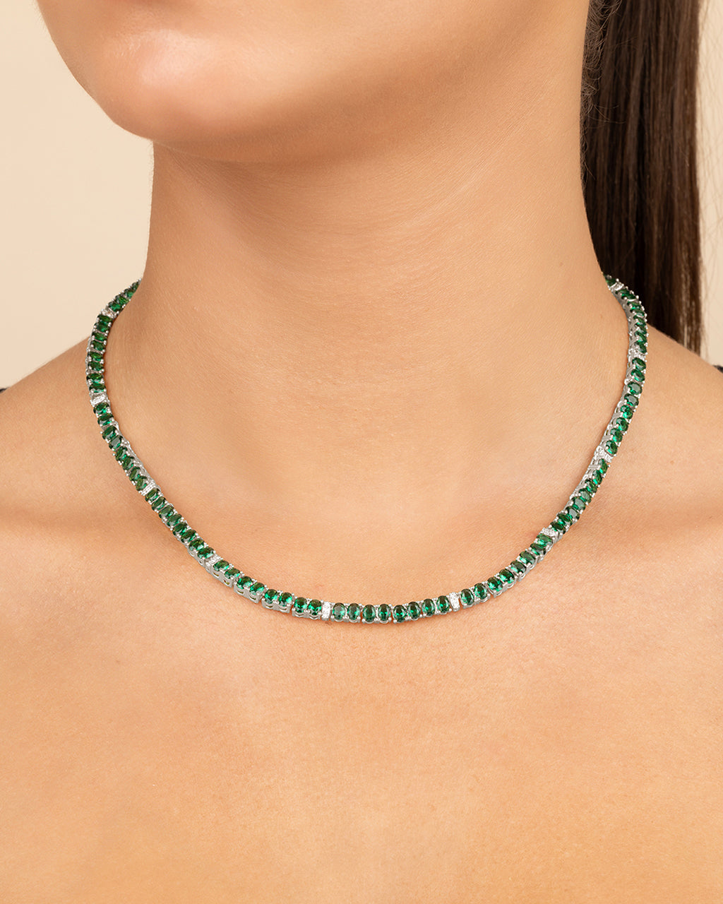 Ace Oval CZ Tennis Necklace