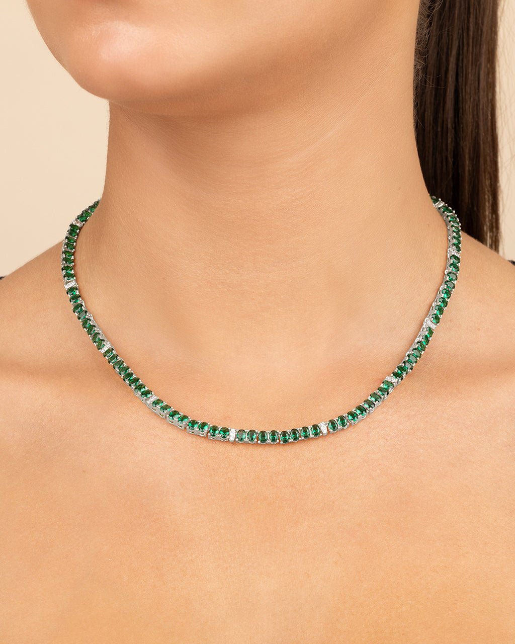 Ace Oval CZ Tennis Necklace - Sterling Forever