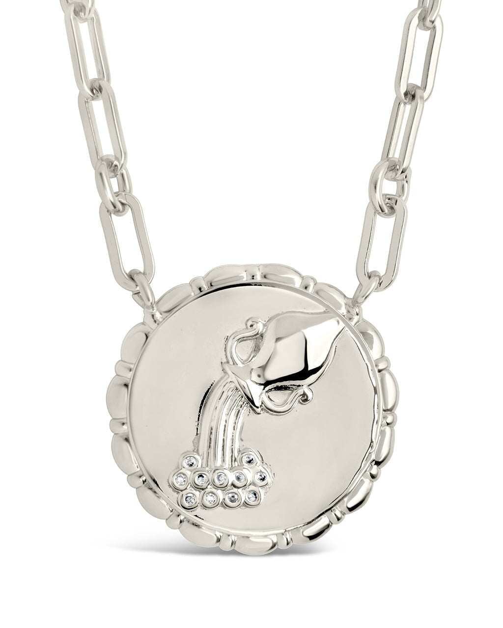 Bold Link Zodiac Necklace Necklace Sterling Forever Silver Aquarius (Jan 20 - Feb 18) 
