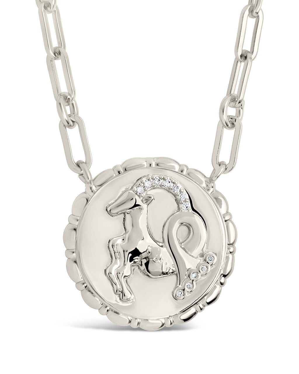 Bold Link Zodiac Necklace Necklace Sterling Forever Silver Capricorn (Dec 22 - Jan 19) 