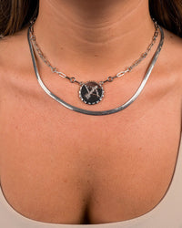 Bold Link Zodiac Necklace & Herringbone Chain Necklace Set - Sterling Forever