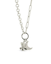 Kelsea CZ Boot & Moon Pendant Charm Necklace - Sterling Forever